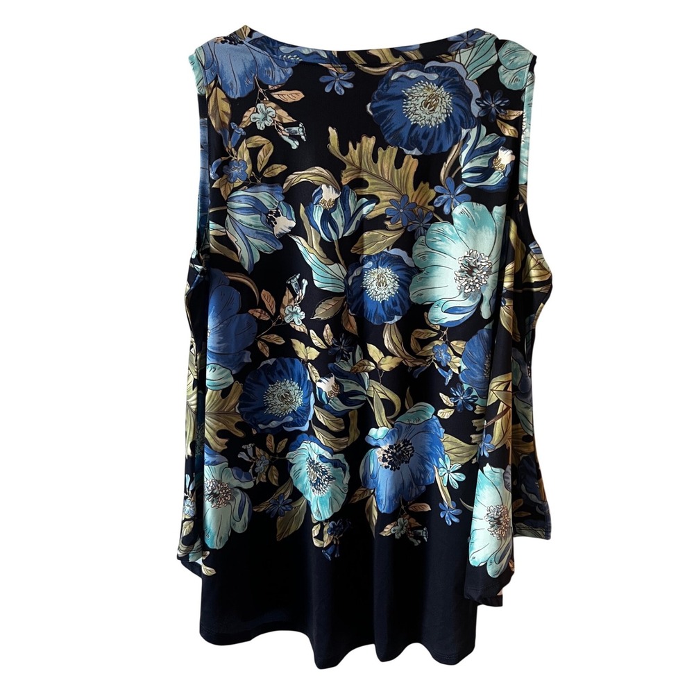 Lane Bryant Floral Boatneck Swing Top Size 22/24 Blue/Navy Sleeveless NEW - Picture 7 of 9